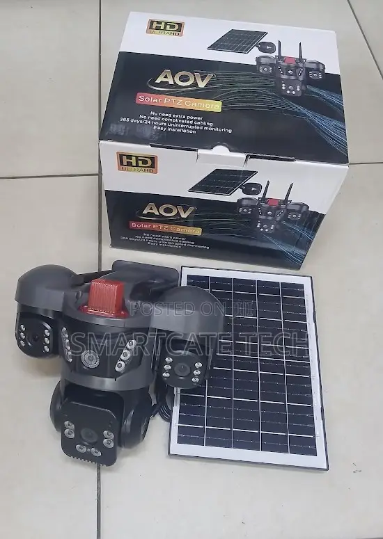 V380 4G Solar Triple Lens CCTV Camera – AOV Outdoor Security Camera