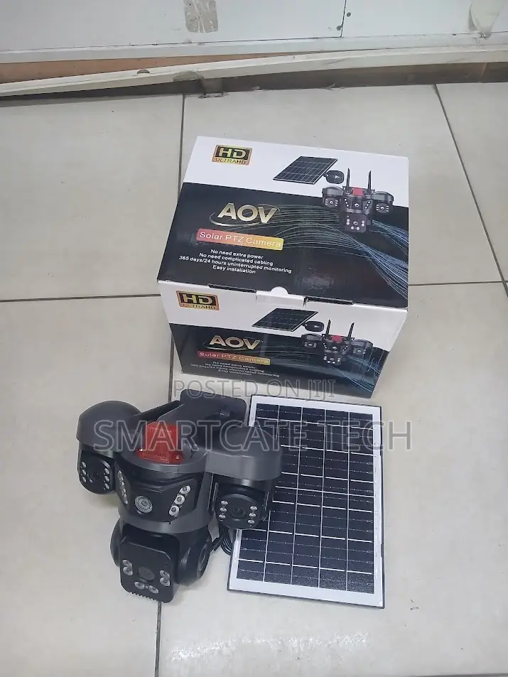 AOV V380 3-Lens Solar 4G Security Camera – HD CCTV & PTZ