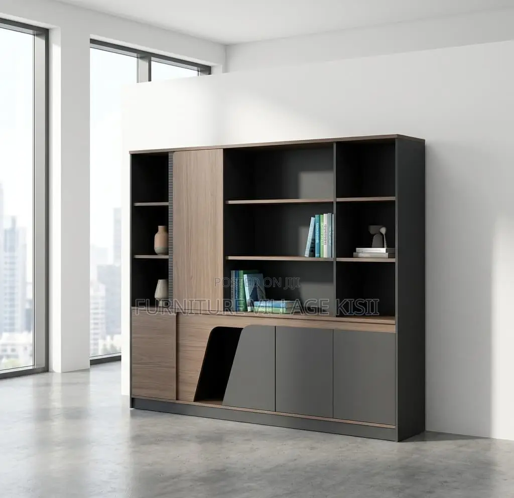 Office Furniture; Wooden Office Wallunit With LED Display