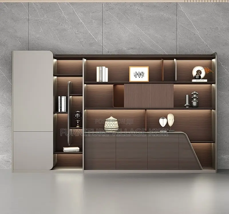 Office Furniture; Wooden Office Wallunit With LED Display