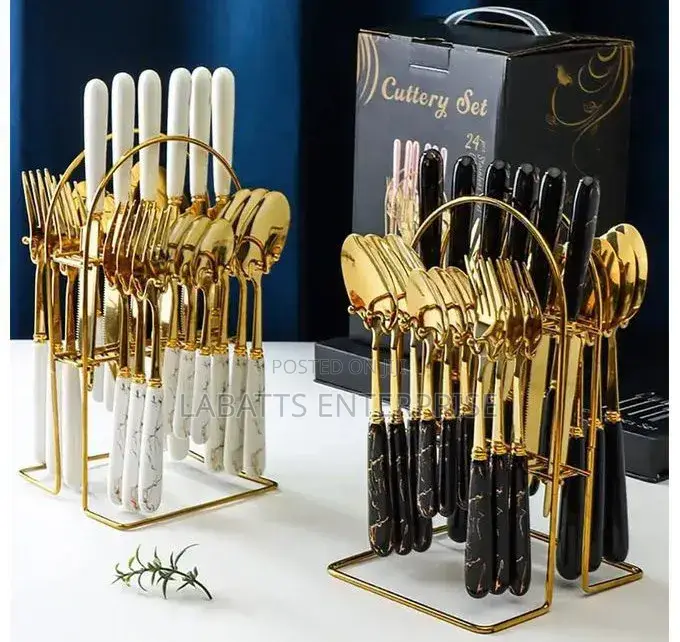 24-Piece Marble Cutlery Set