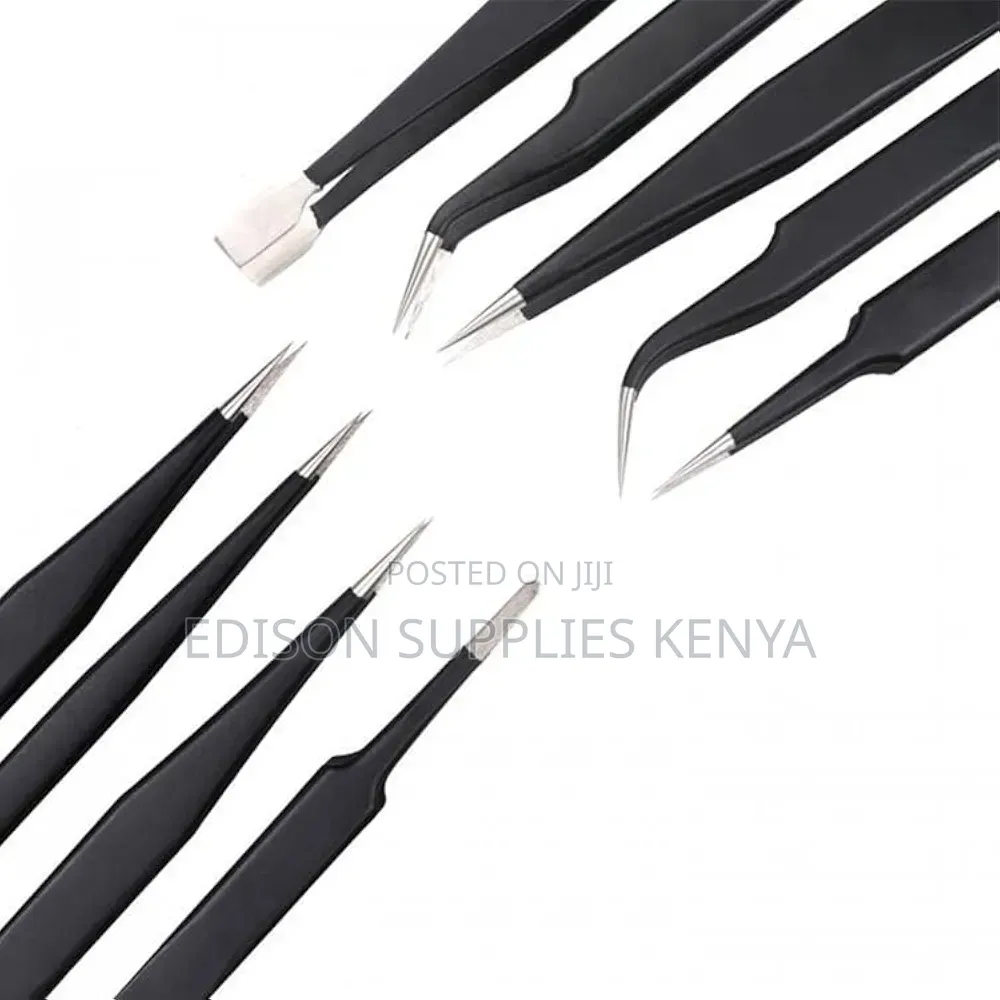 Tweezers 9Pcs ESD Stainless Steel Anti-Static Tweezers Set of 9 PCS