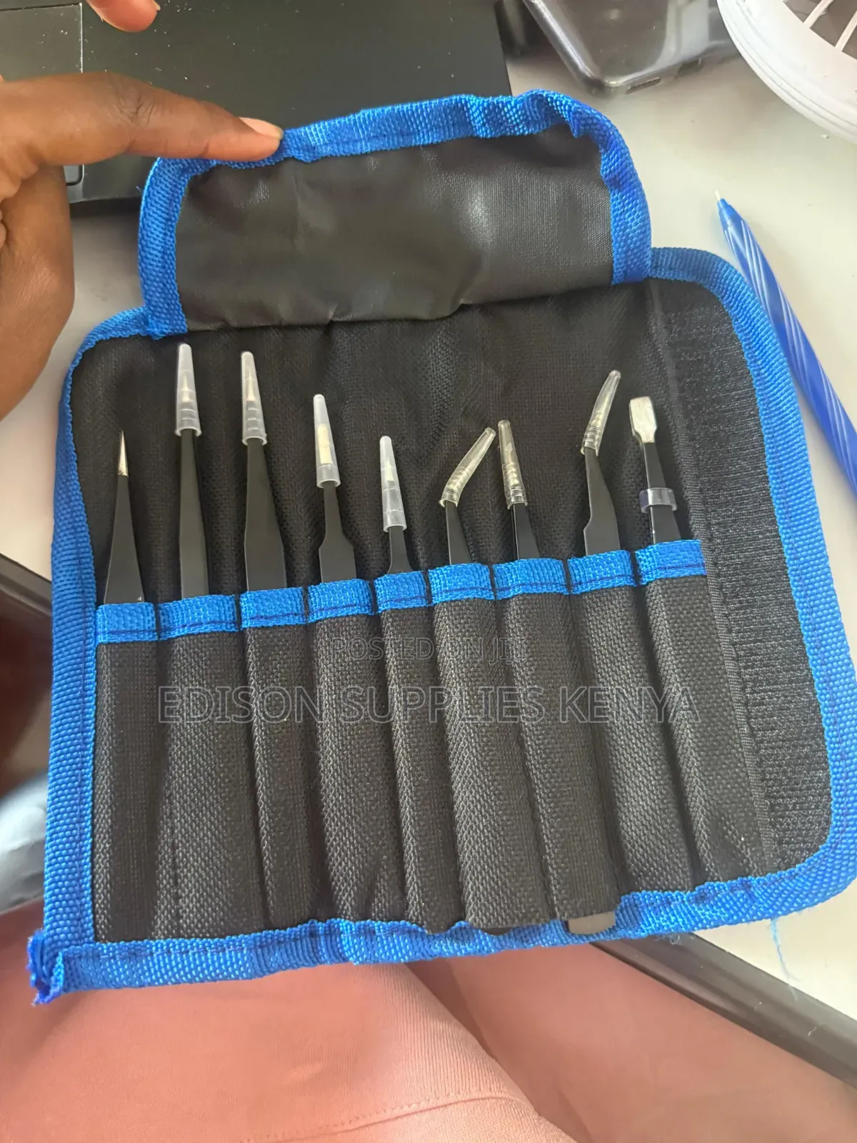 Tweezers 9Pcs ESD Stainless Steel Anti-Static Tweezers Set of 9 PCS