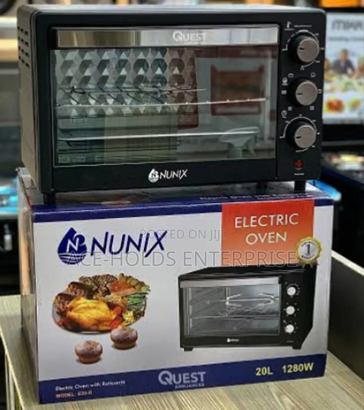 Nunix 4 Knob Settings 20 Litres  Electric Rotisserie Oven