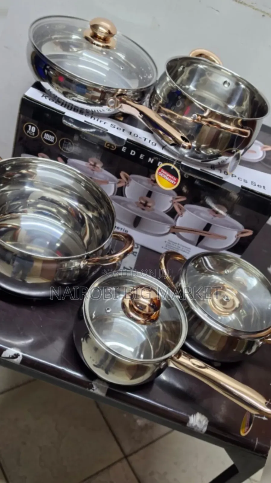 10pcs Edenburg Stainless Steel Gold Cookware Set