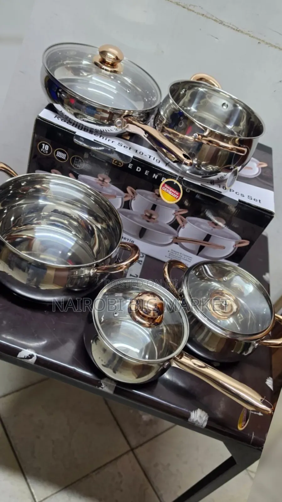 10pcs Edenburg Stainless Steel Gold Cookware Set