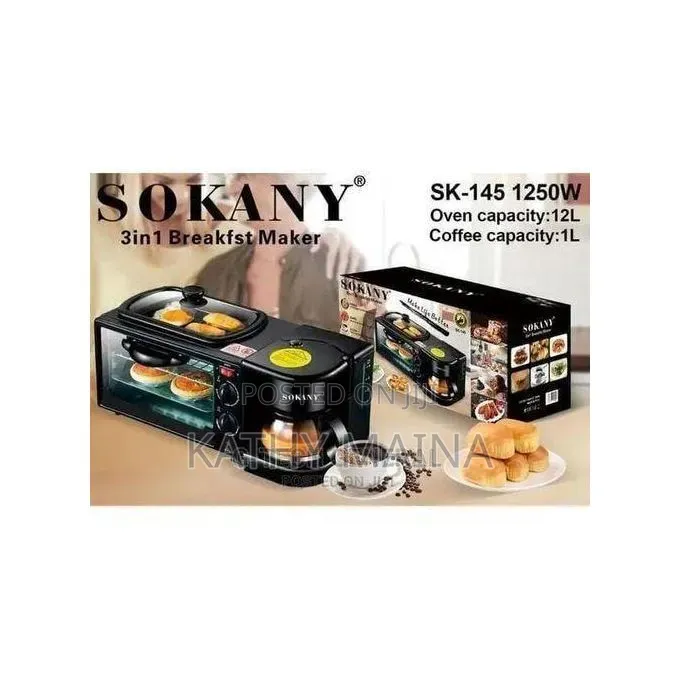 4-in-1 Breakfast Maker – Oven, Coffee Maker & Frying Pan (1250W, 12L)