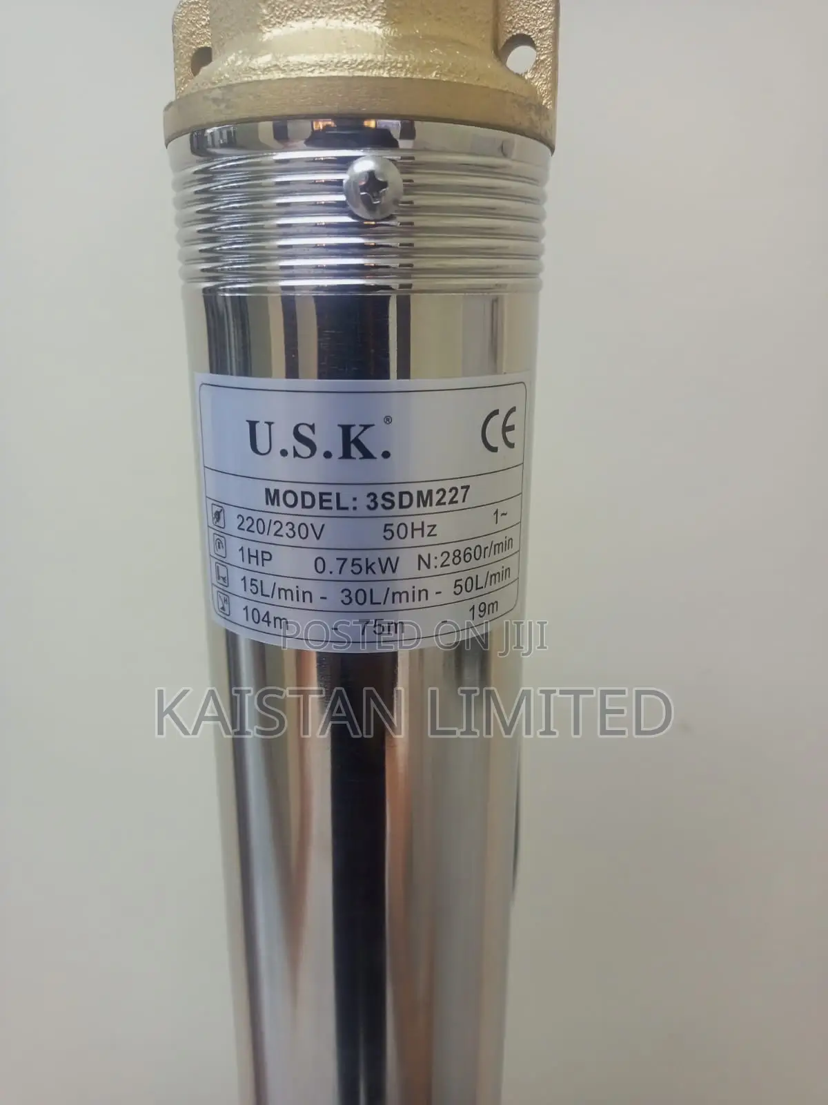 USK Slim 1HP Submersible Water Pump 750W High Pressure 116M Head