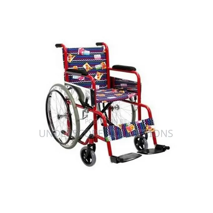 Red Powder-Coated Pediatric Manual Wheelchair