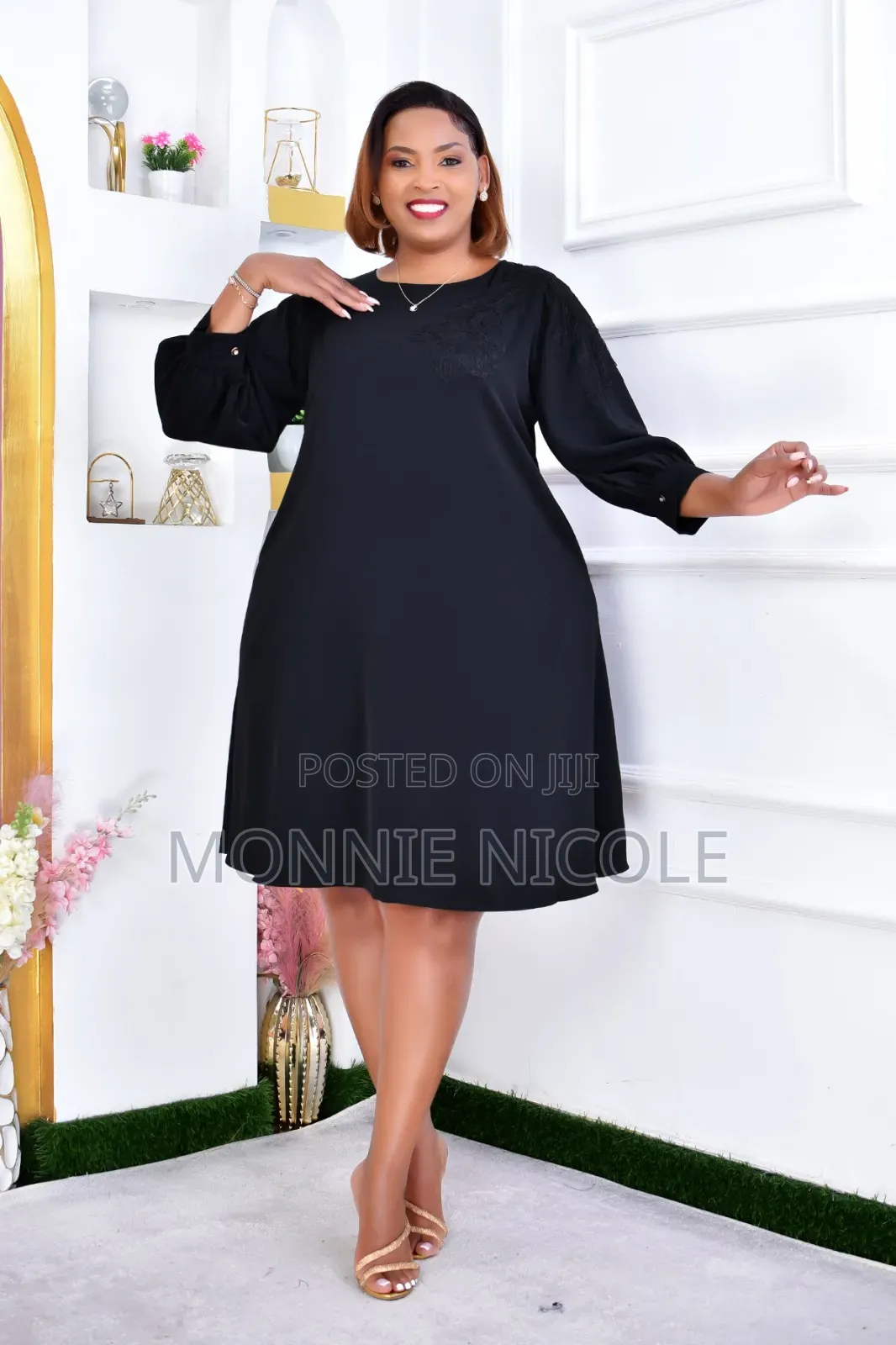 Black Plus Size Chim Shift Dress/Office Maternity Dress