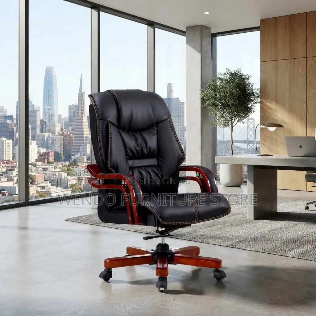 Office Chairs; High Cushioned Leather Backrest Office Chair