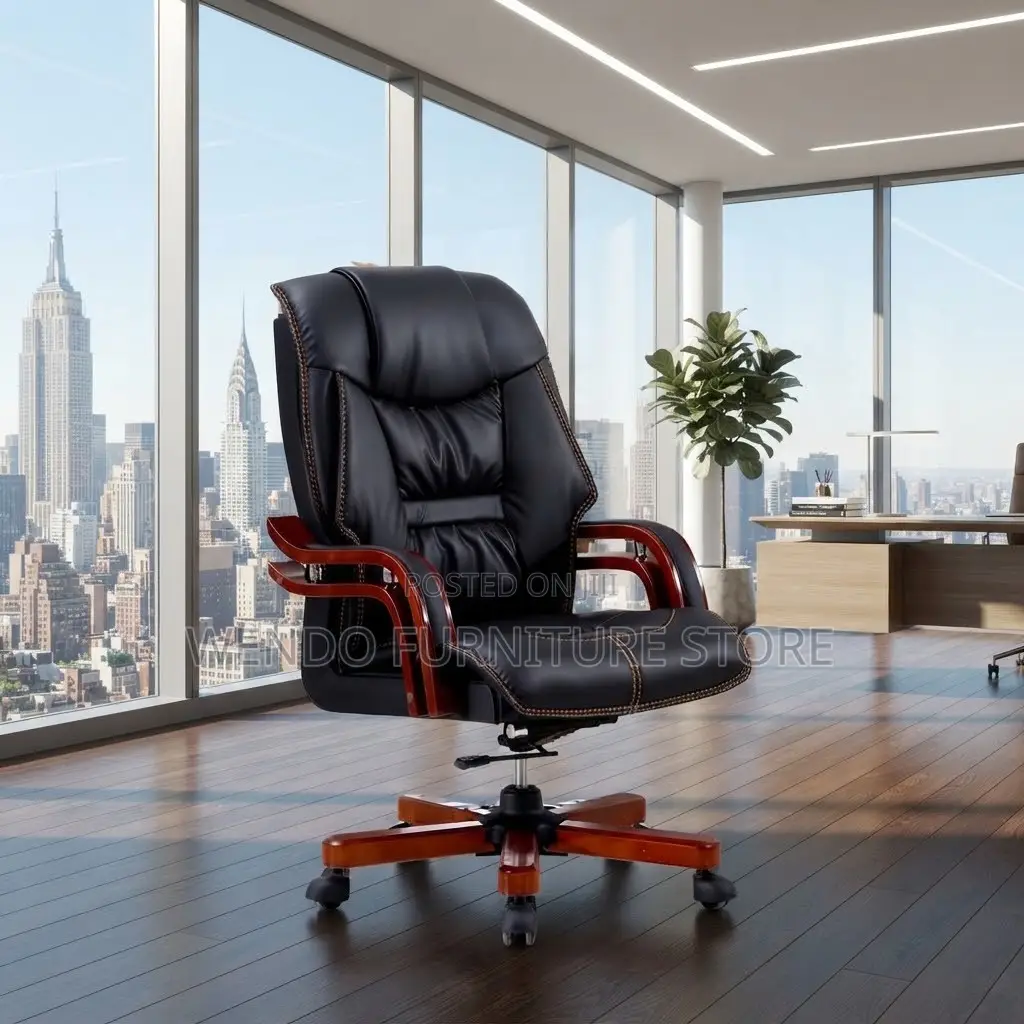 Office Chairs; High Cushioned Leather Backrest Office Chair