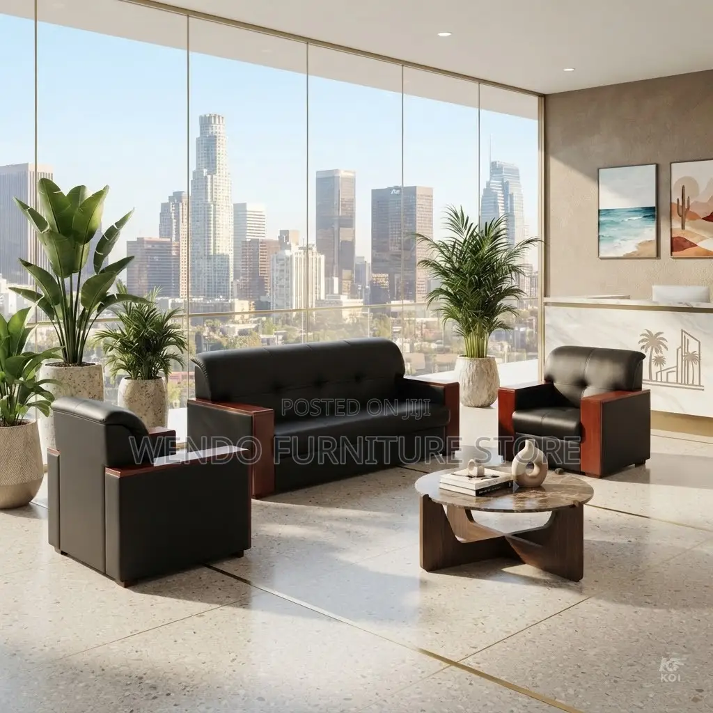 Office Sofa; Heavy Leather Executive Five Seaters Diploe Sofa Set