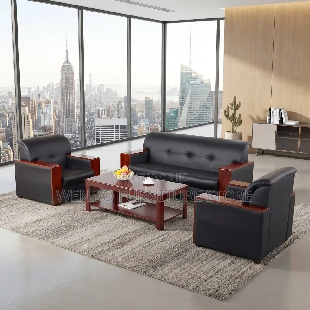 Office Sofa; Heavy Leather Executive Five Seaters Diploe Sofa Set