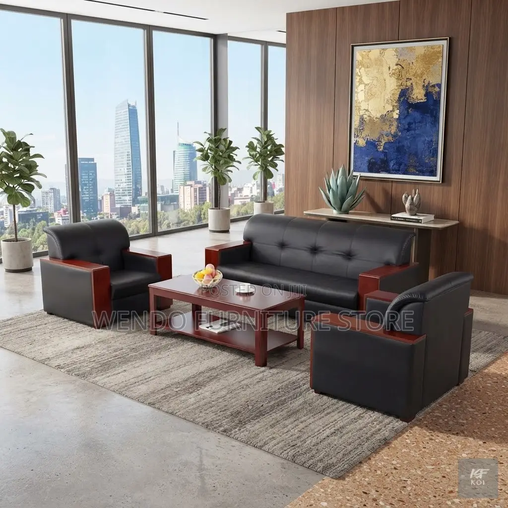 Office Sofa; Heavy Leather Executive Five Seaters Diploe Sofa Set