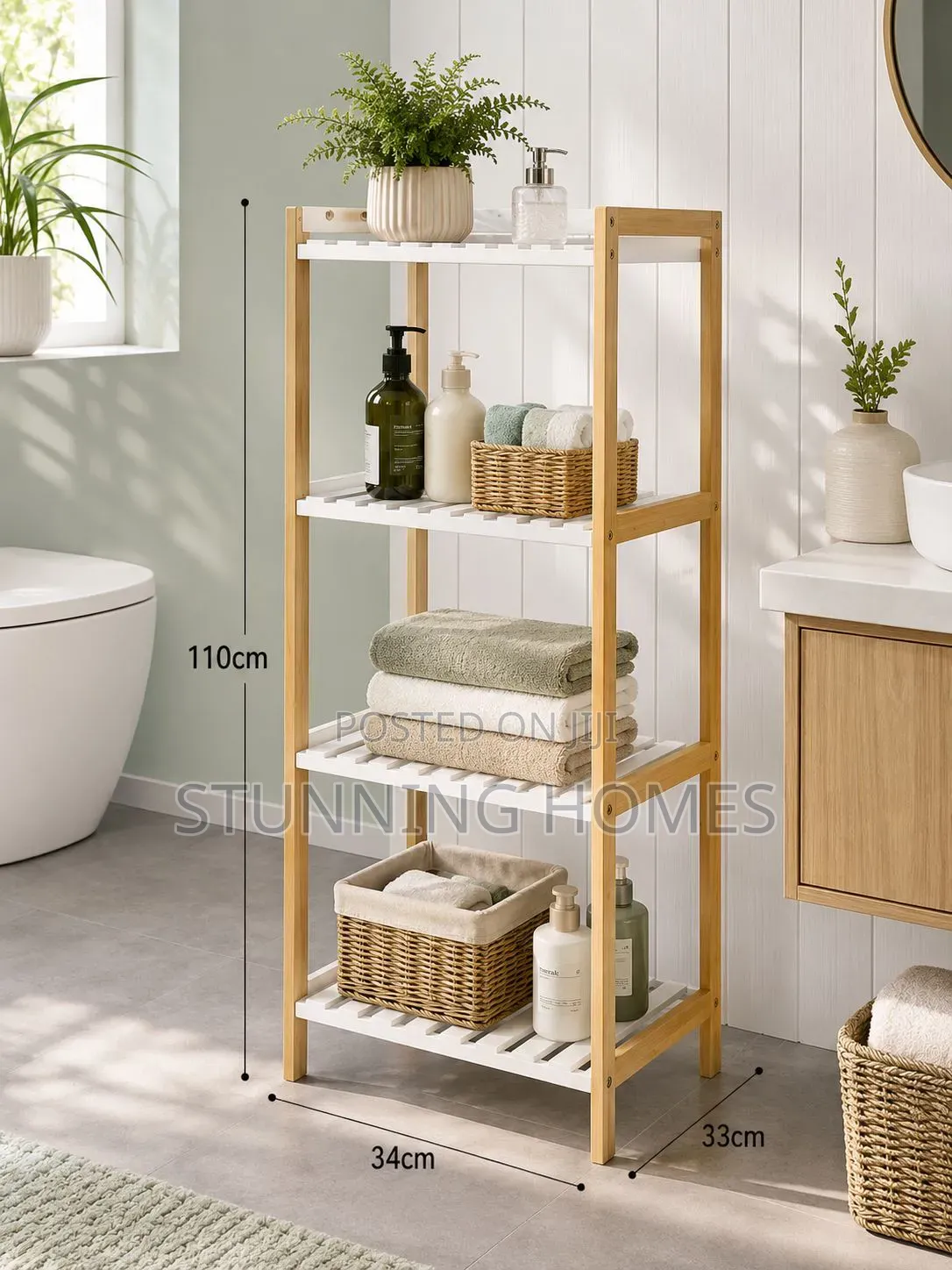 4 Tier Free Standing Bamboo Bathroom Rack