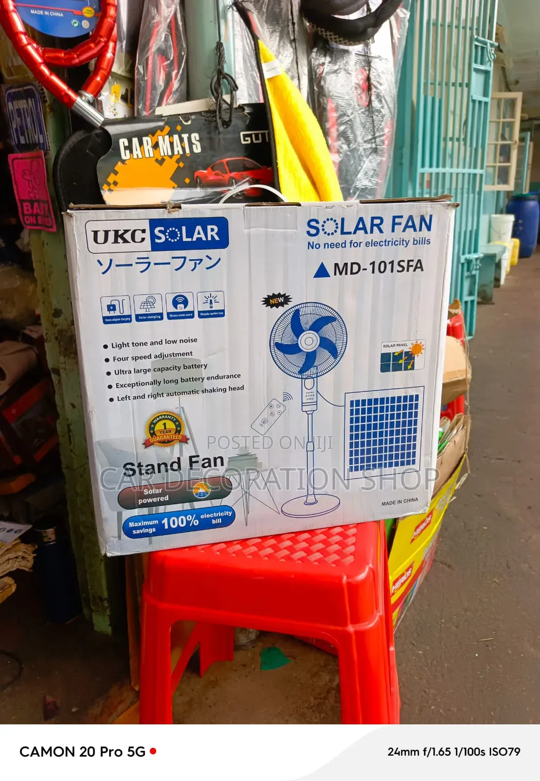 18" Solar Powered and Reacheargeable Cooling Stand Fan