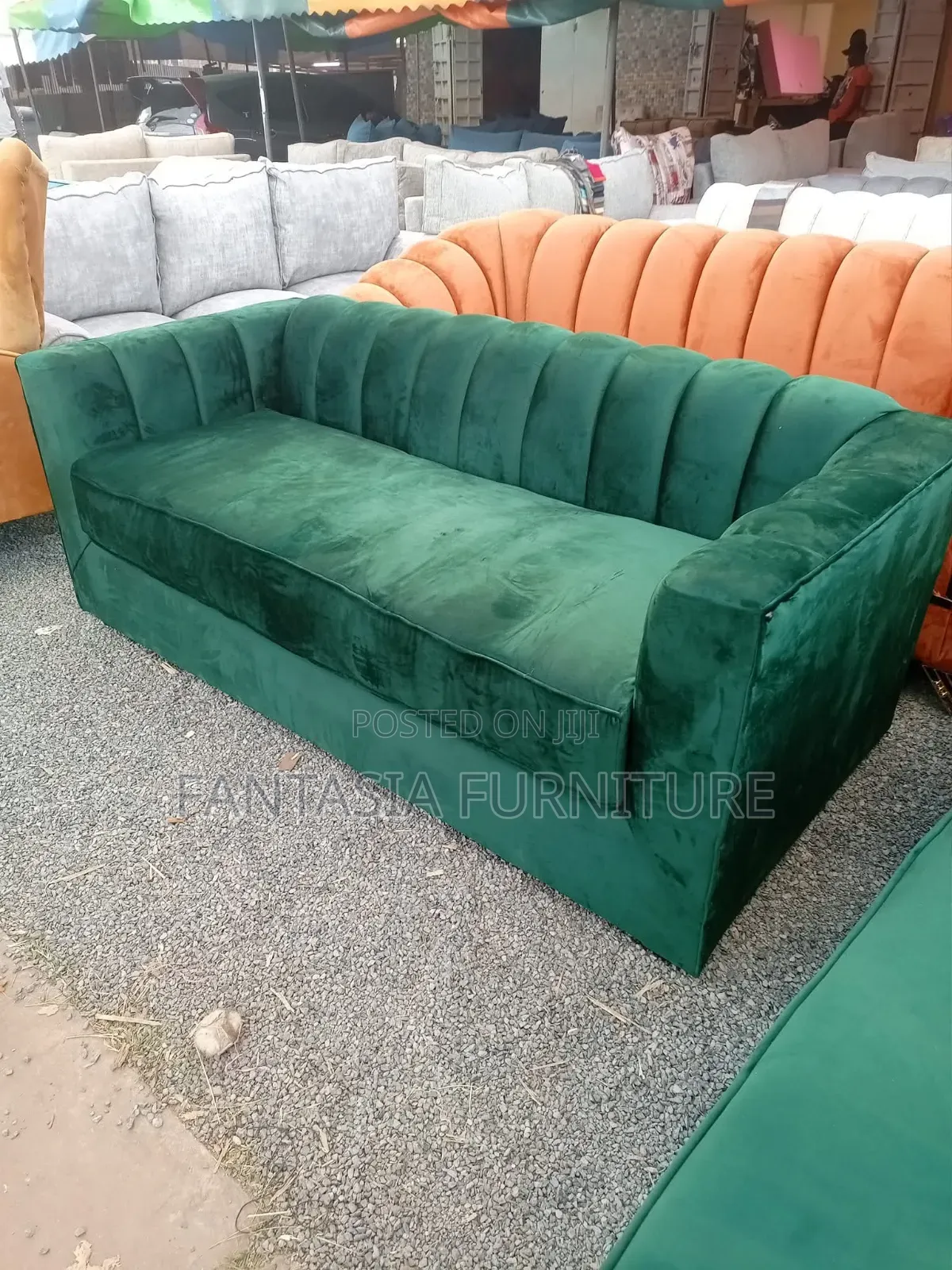 3 + 2 Seater Green Sofa (Low Back Seats)
