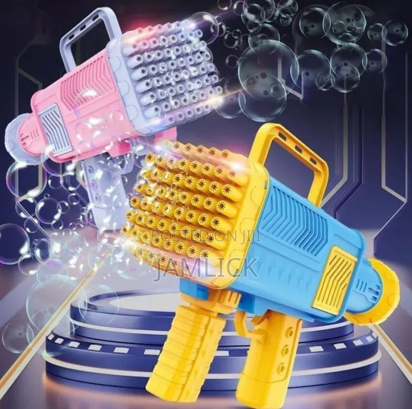 Rechargeable Bubble Gun – 60 Holes With Lights - Gn