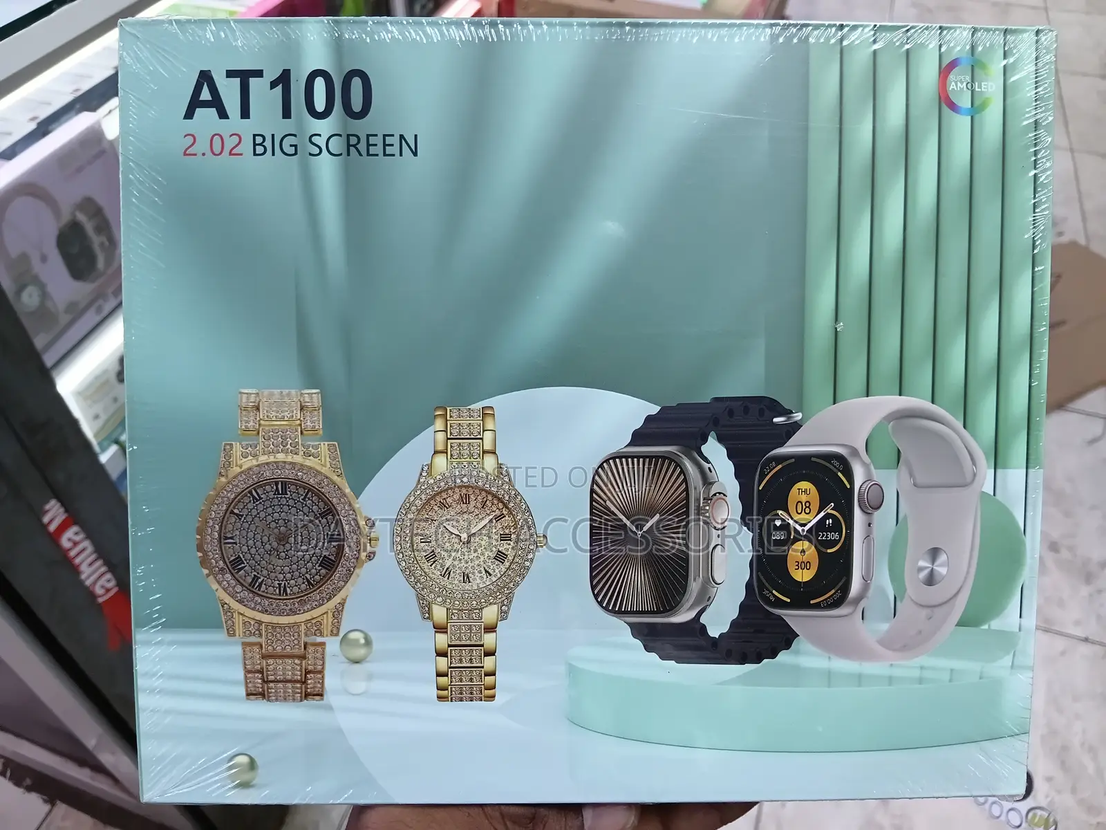AT100 2.02 Big Screen Couple's Smart Watch Gift Set.