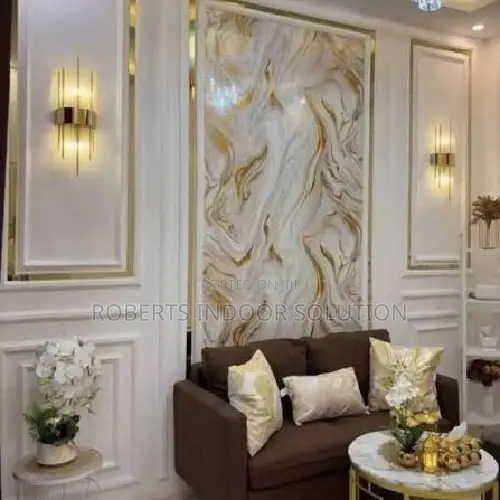 Elegant White and Gold Vein PVC Marble Sheet