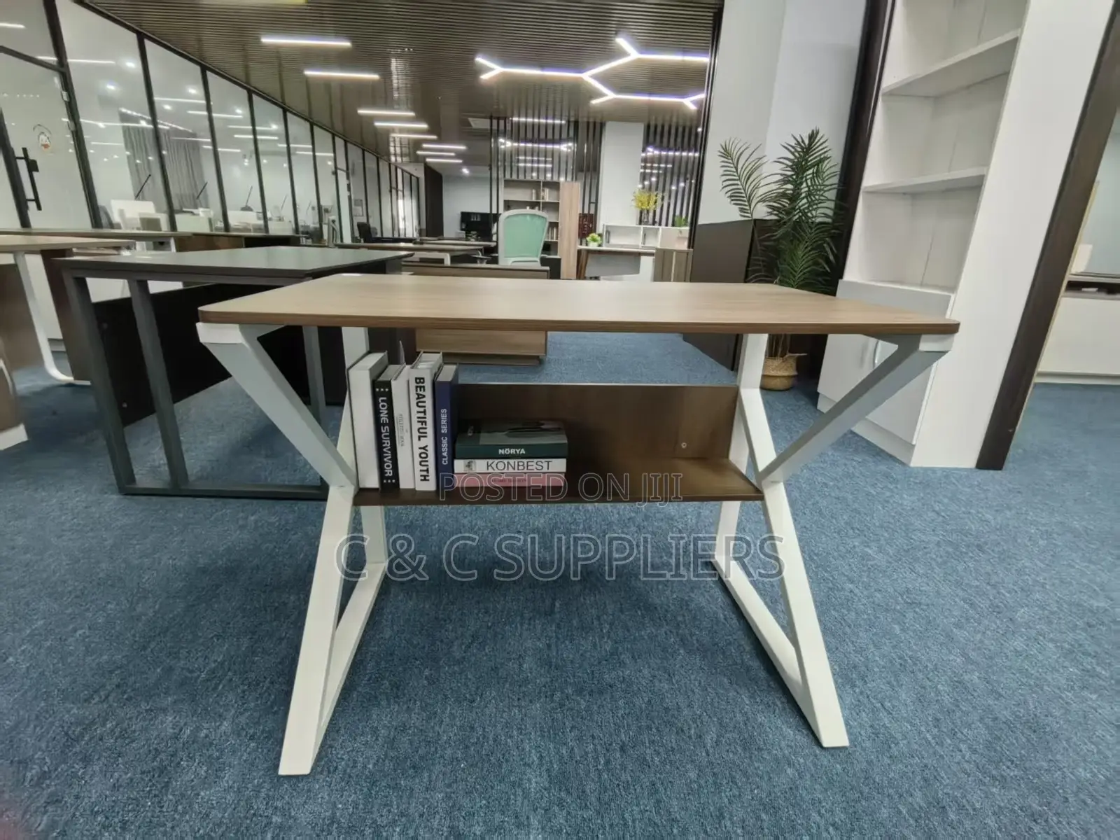 Generic Study Desk With a Bookshelf
