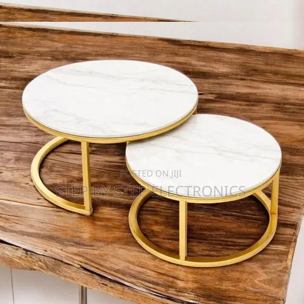 Marble Finish Marble Nesting Coffee Table Set With Gold Metal Frame