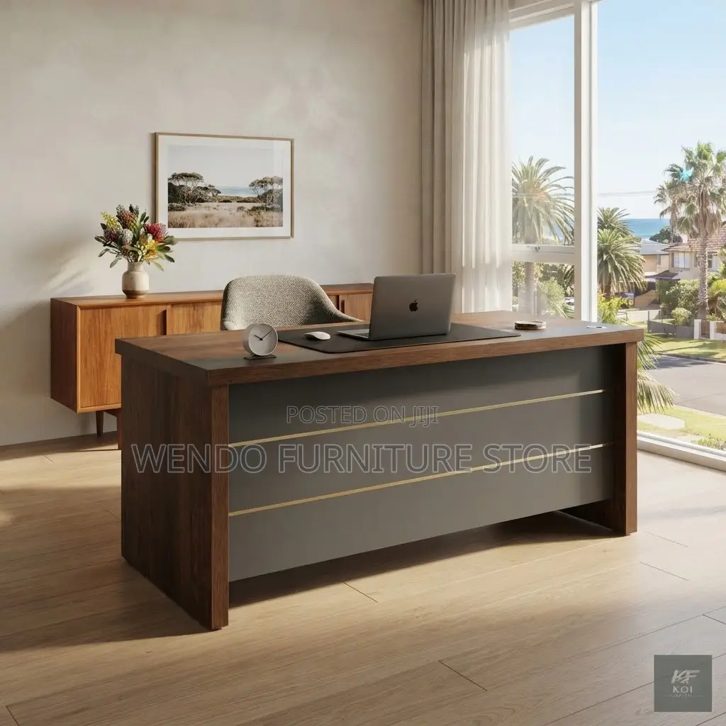 Office Desks; 140CM Executive Office Desk With Side Cabinet