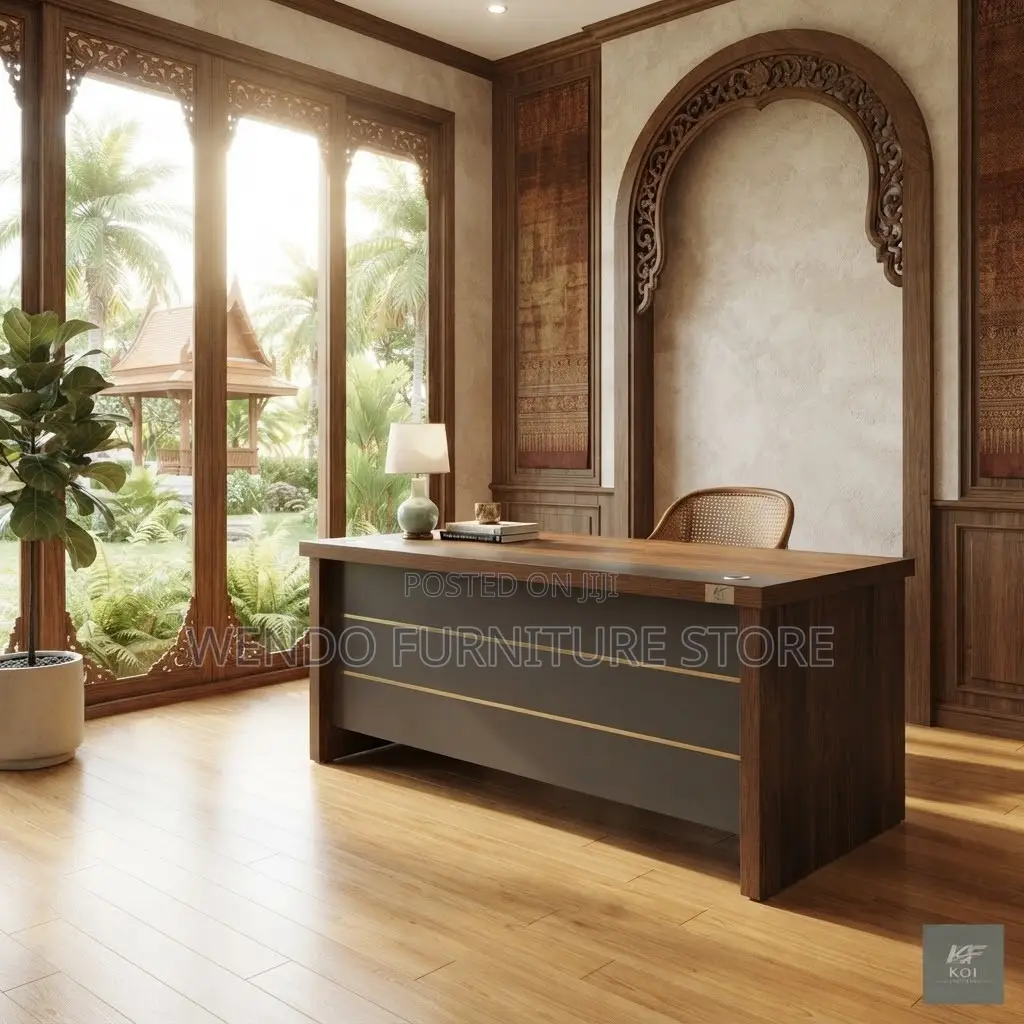 Office Desks; 140CM Executive Office Desk With Side Cabinet