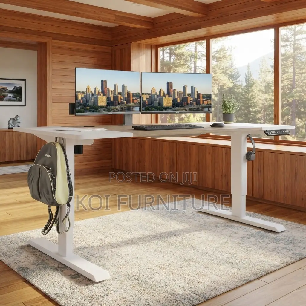 Office Desk; White Ergonomic 1200MM Electric Adjustable Studio Desks