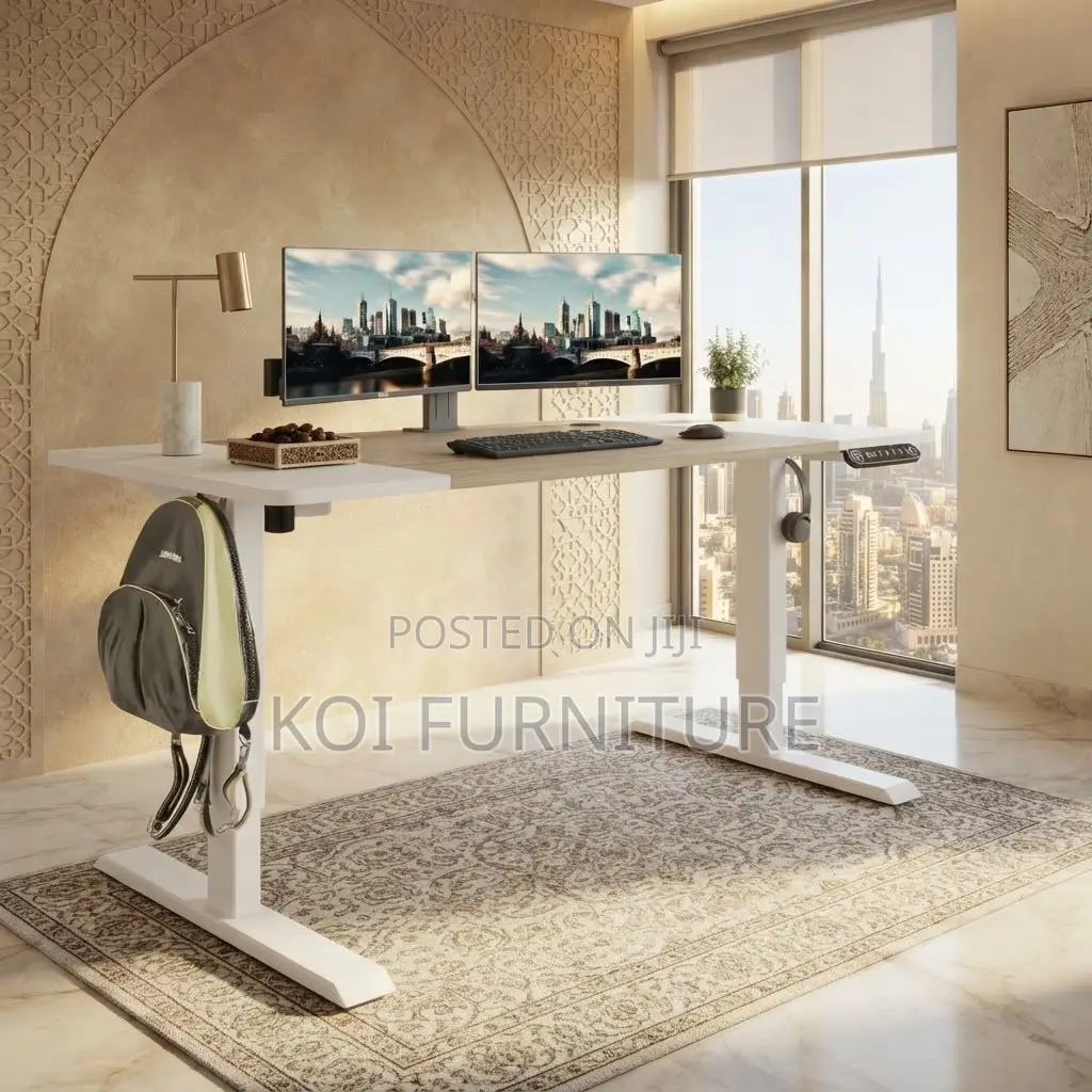Office Desk; White Ergonomic 1200MM Electric Adjustable Studio Desks