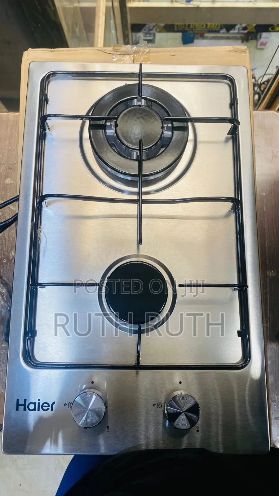 Haier Two Burner Stainless Steel Hob With Gas Sensor and Wok Burner