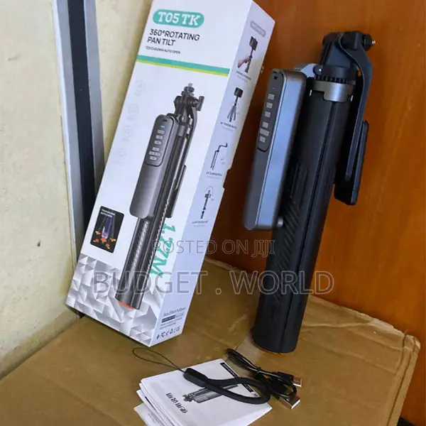 T05 1.77m 360° Panoramic Rotating Selfie Stick 2-in-1 Design