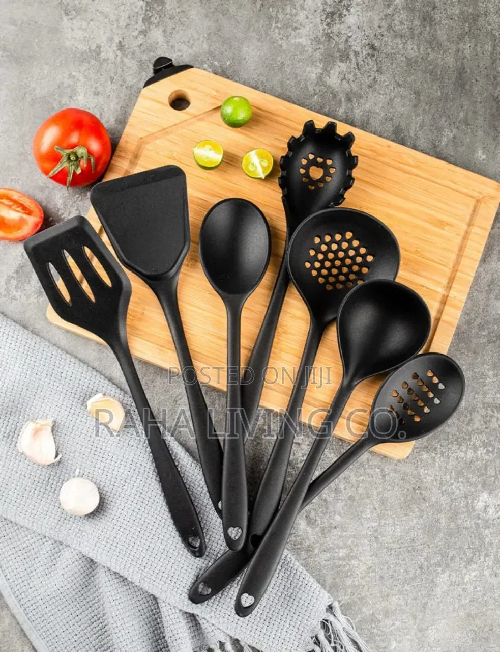 19pc Silicone Spoon Set | Black Marble Design | Heat-Resistant