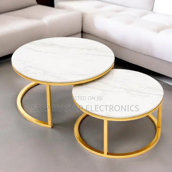 Side Table Marble Nesting Coffee Table Set With Gold Metal Frame