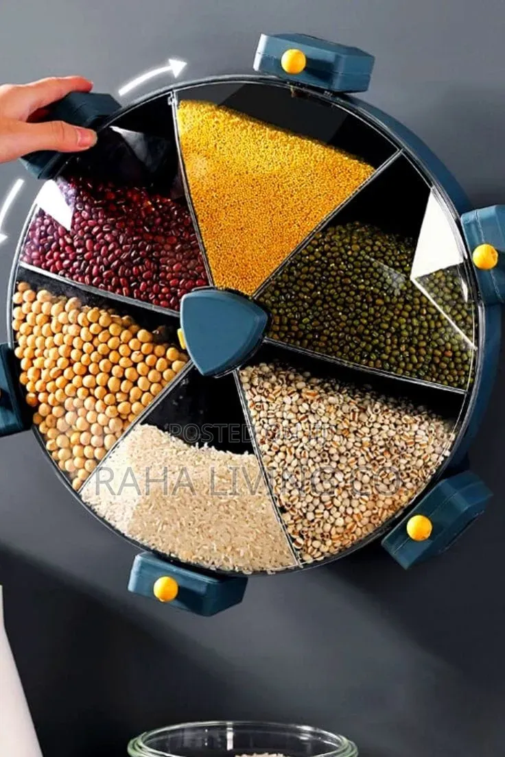 6-Grid Rotating Cereal Dispenser | Push Button | Transparent