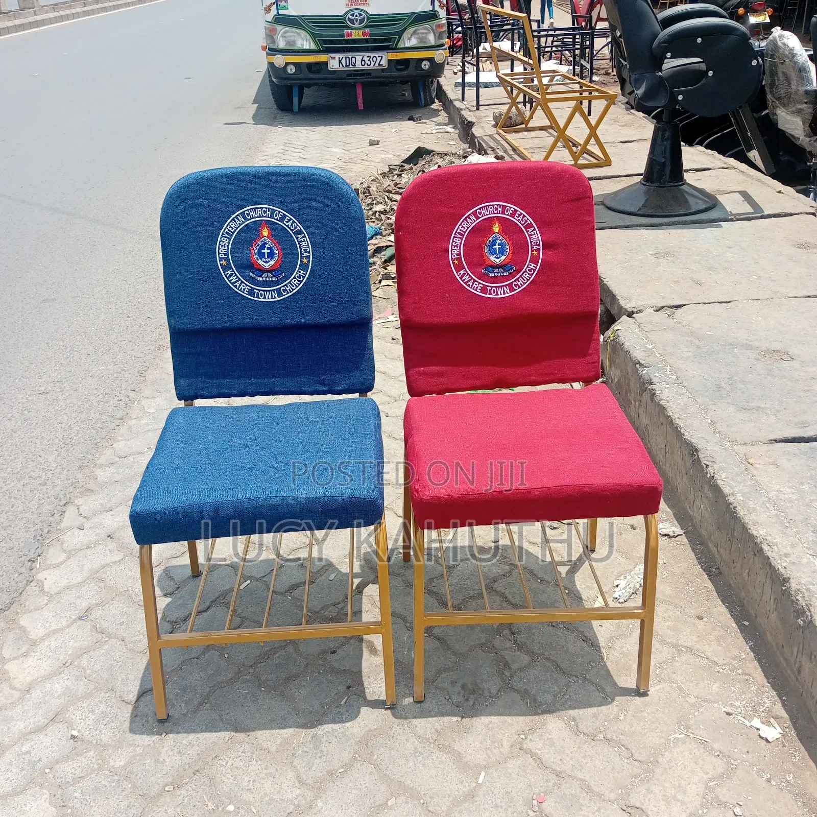 Red and Blue Chairs With PCEAlog and Powder Coating Finish