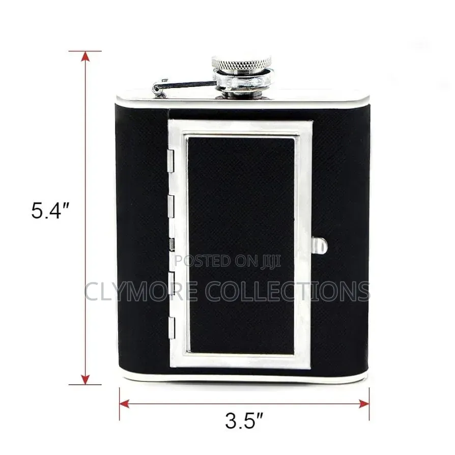 2-in-1 Stainless Steel Hip Flask With Built-in Cigarette Holder