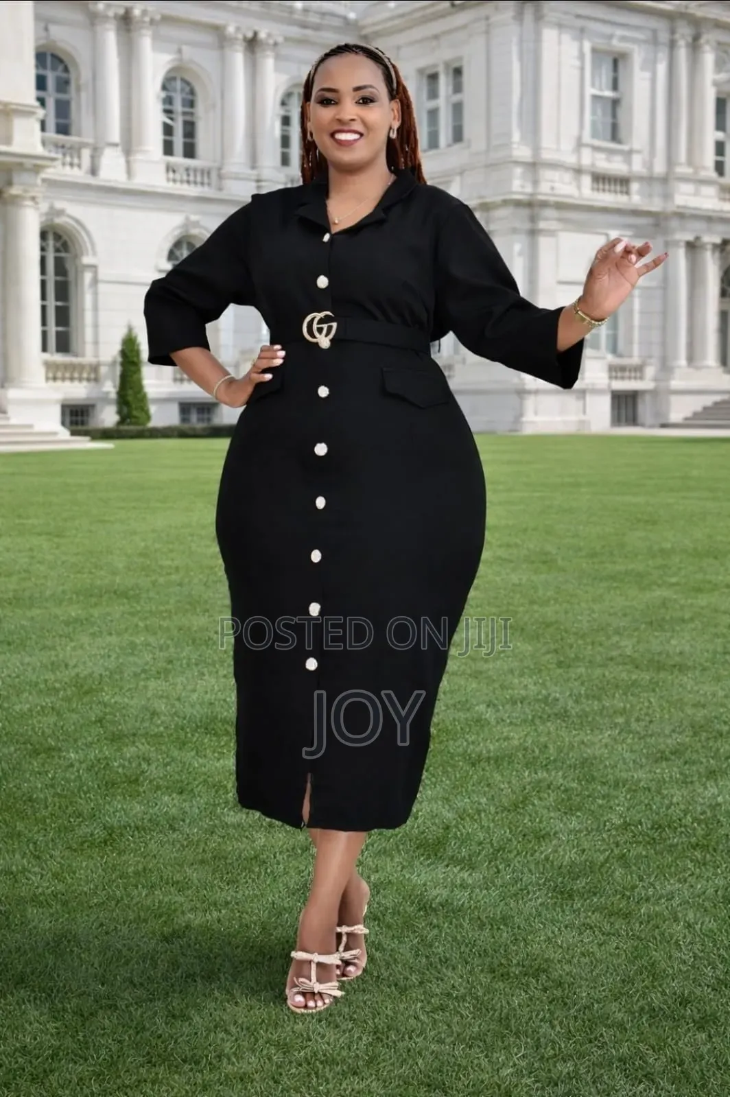 A Smart Black Casual Midi Length Dress
