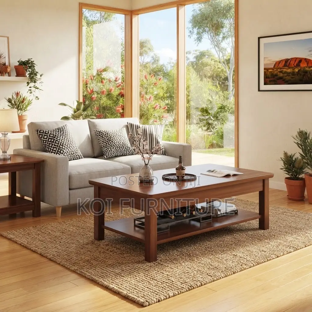 Coffee Table; Red Polish Executive Mahogany Home Office Coffee Table