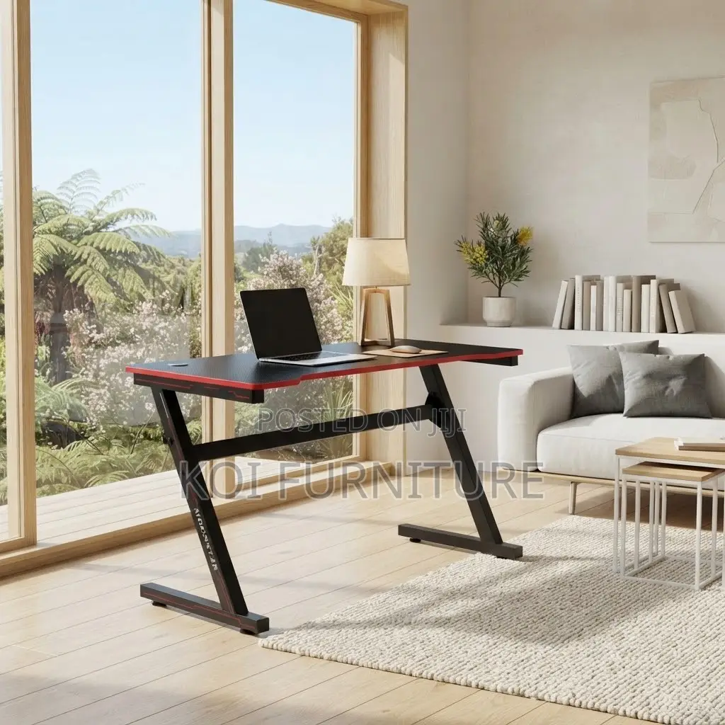 Office Desk; Home Studio Gaming Desk in Black-Red