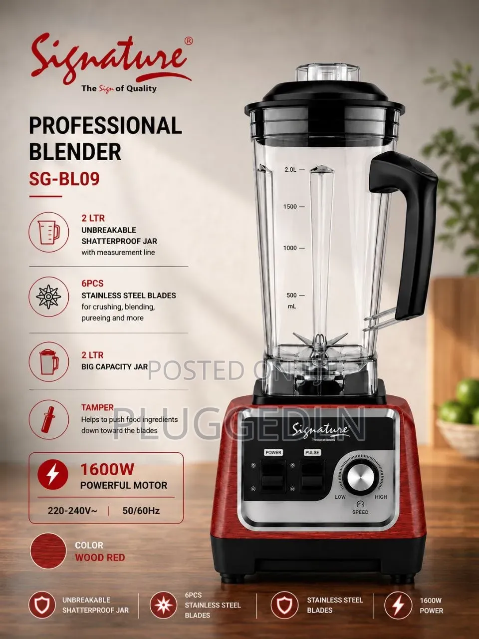 1600W Signature 2L
Commercial Blender