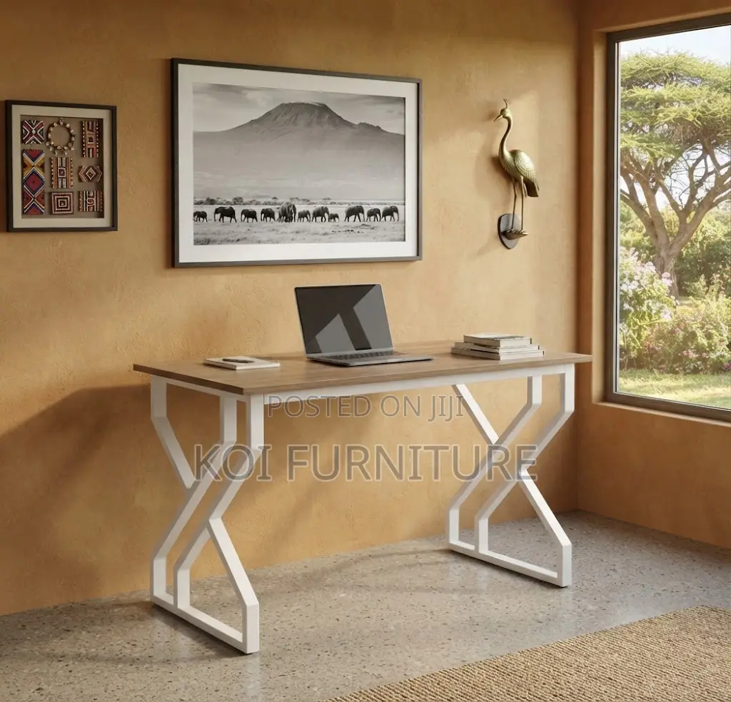 Office Desk; 1200mm Brown Metal Finish Home Computers Desks