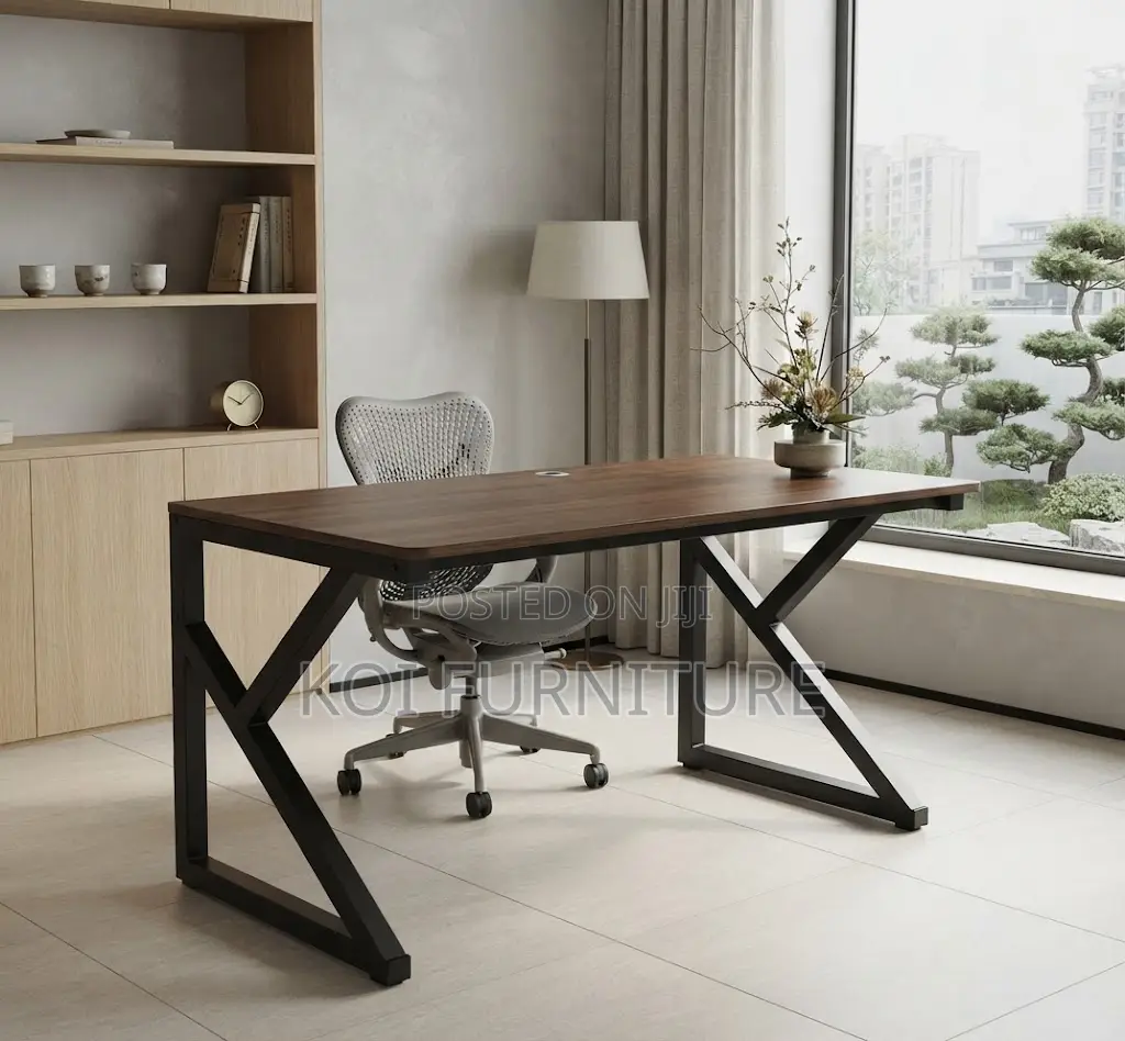 Office Desk; 1200mm Brown Metal Finish Home Computers Desks