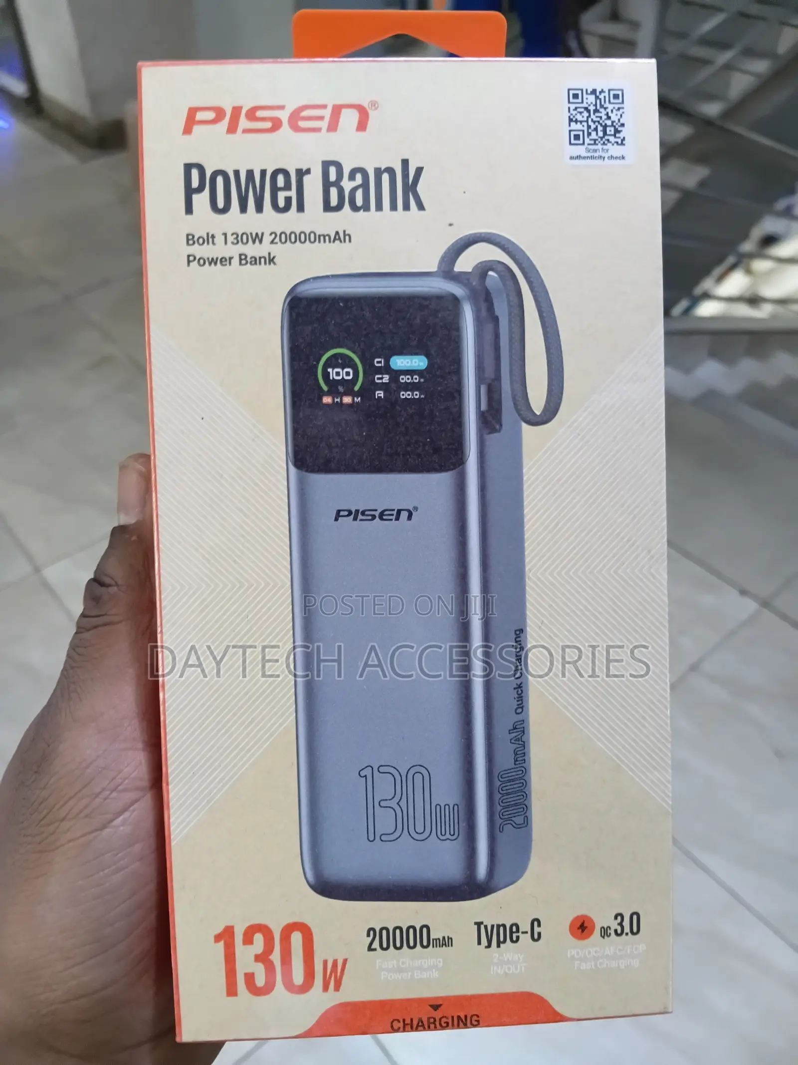 The Pisen Bolt 130W 20000mAh Power Bank (Model TP-D107)