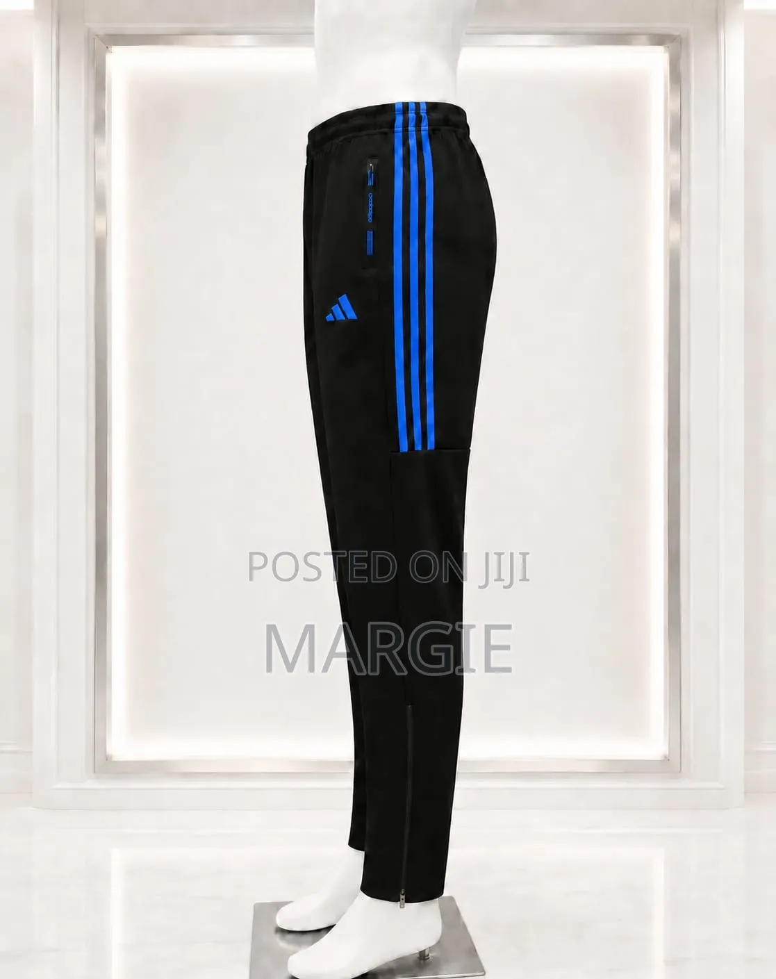 Black Blue Sports Track Trouser/Pants