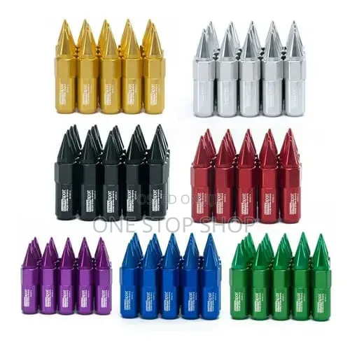 20pc Hard Anodized Red Finish Pointed Spike Top Cap Bullet Nuts