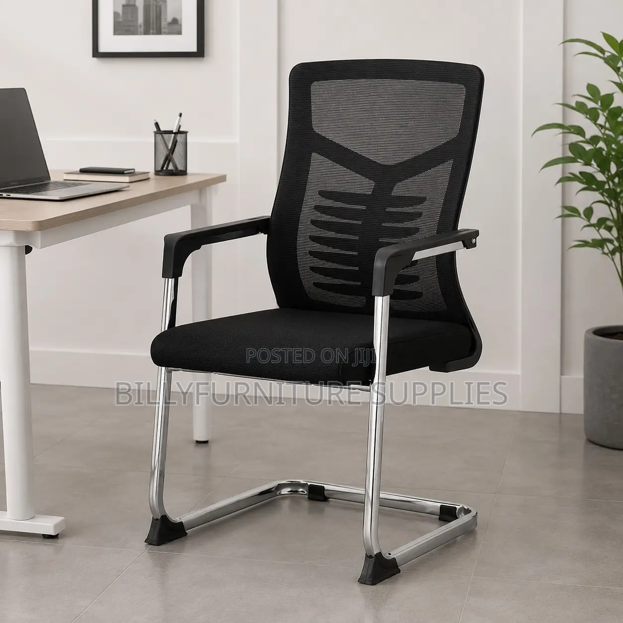 Ergonomic Executive Visitor Chair With High Mesh Back