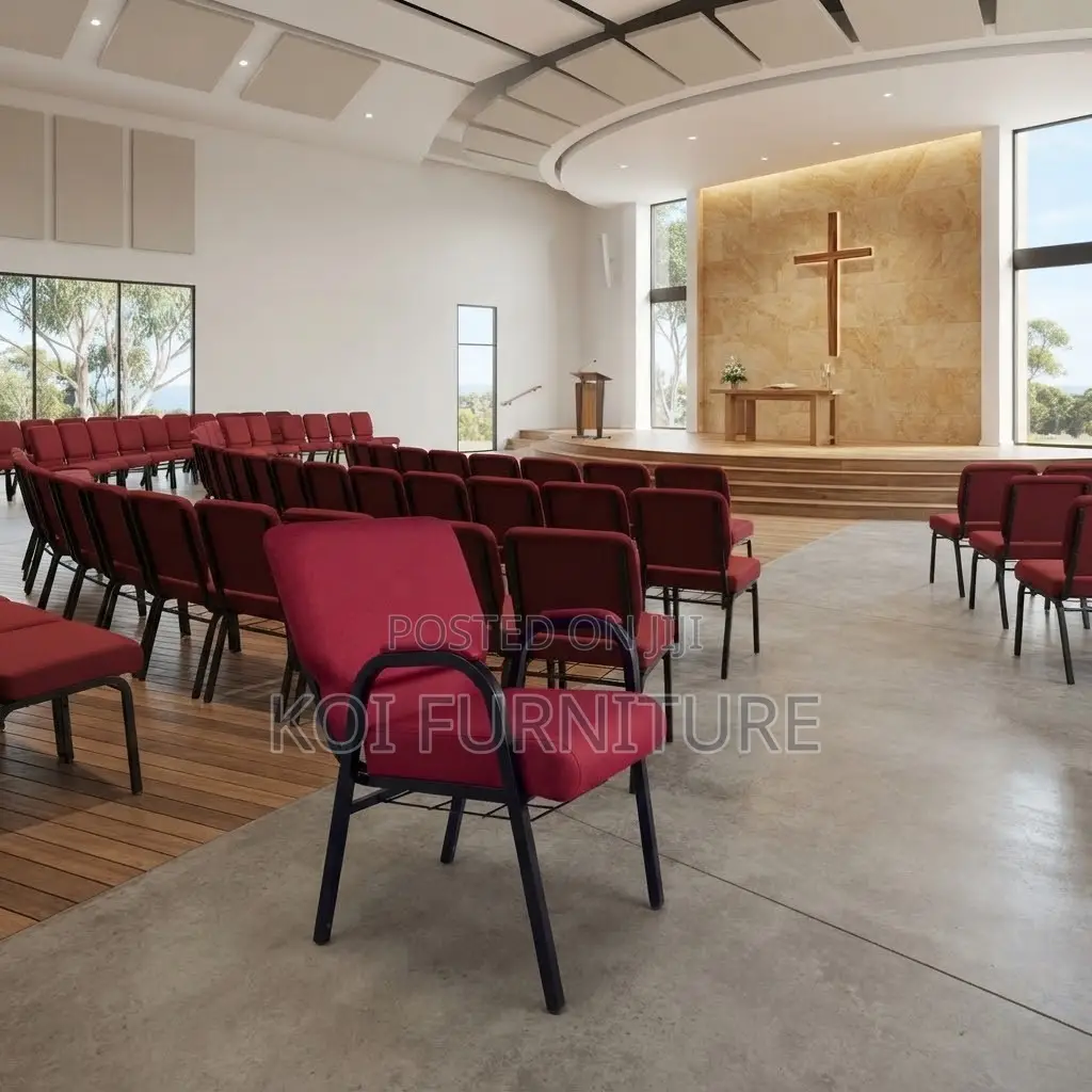Office Chairs; Fabric Heavy Cushioned Church Seats With Mid Backrest