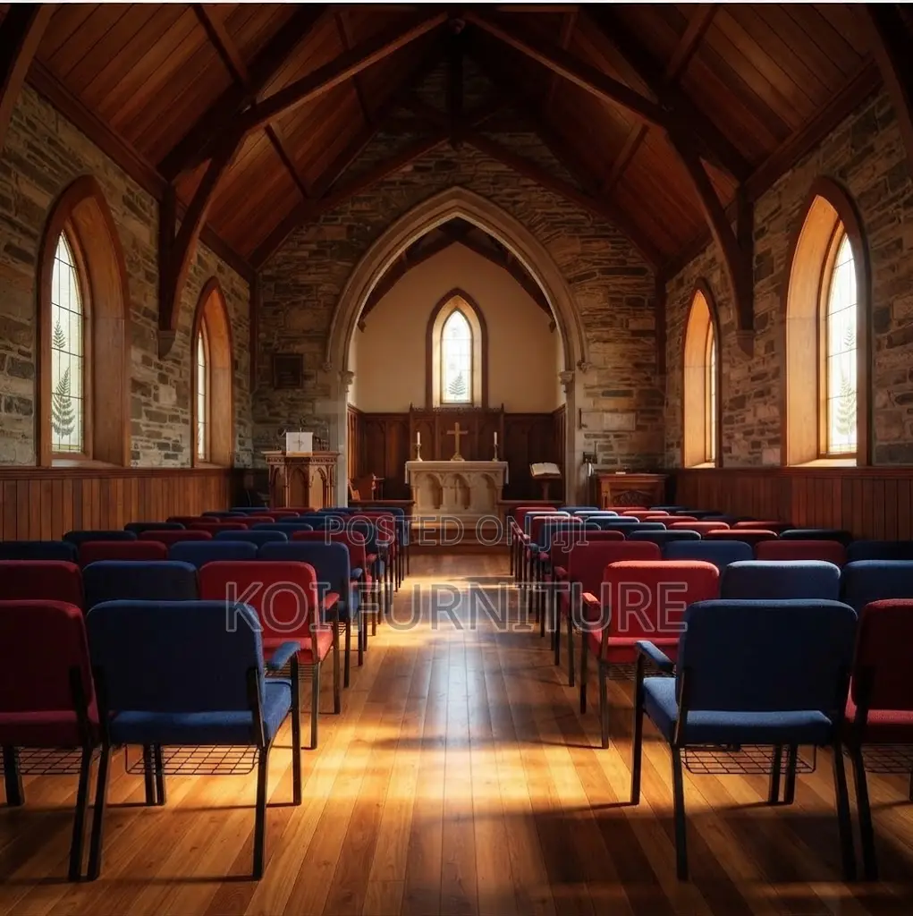 Office Chairs; Fabric Heavy Cushioned Church Seats With Mid Backrest
